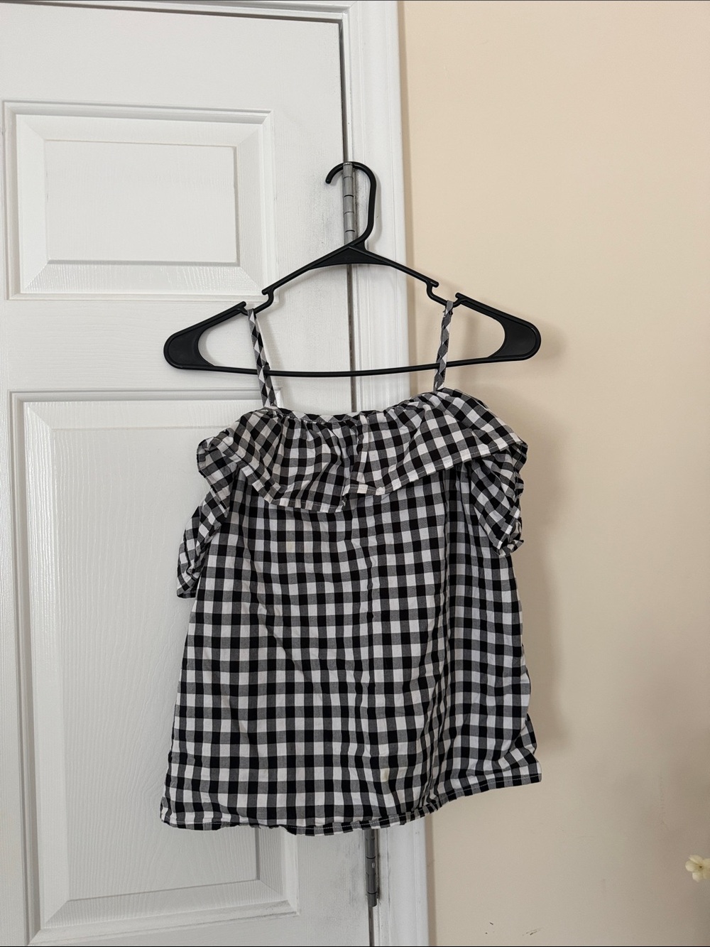 a new day Black and White Gingham Ruffle Cami Top